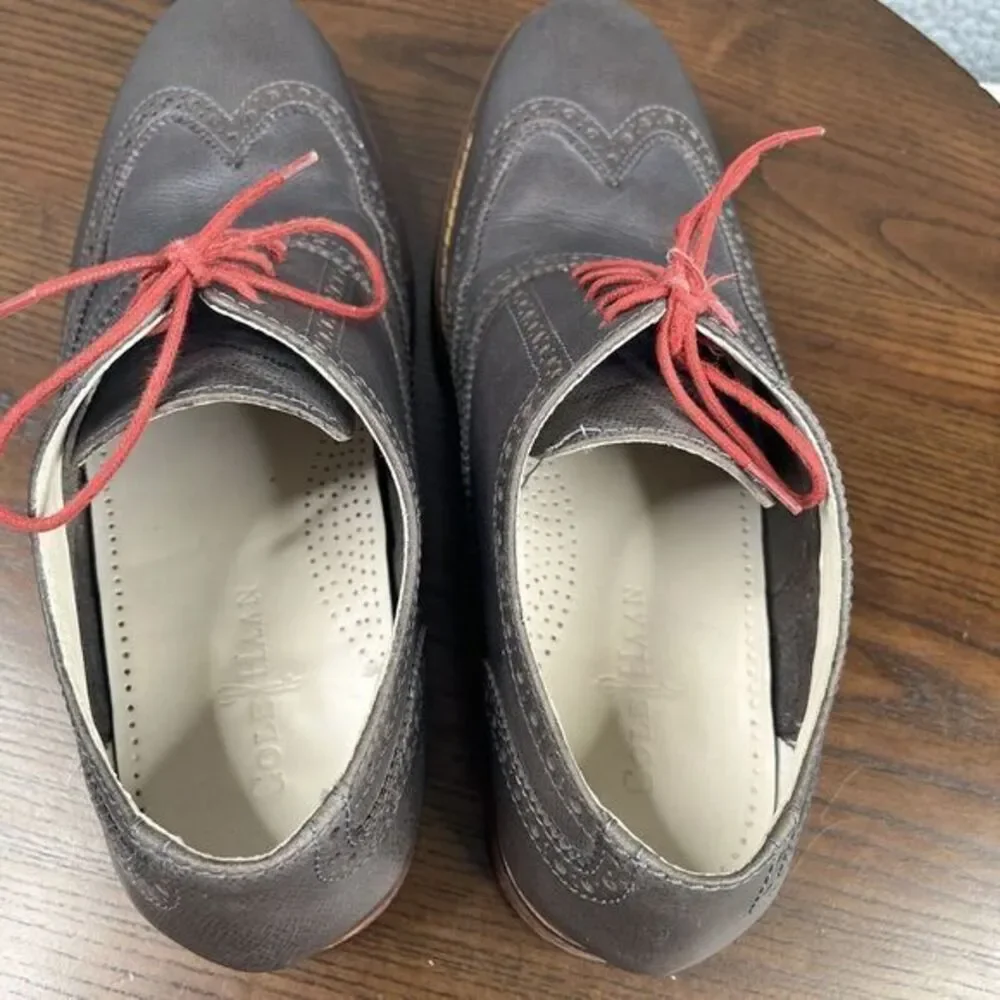 Cole Haan Shoes Mens Size 9 W Gray Leather Wingtip Brogue Made Air Collab C10557